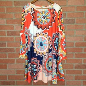 Retro style shift dress size L colorful (3P56)